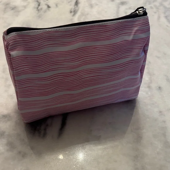 SCOUT Packin' Heat Makeup Bag featuring a pink and white wavy stripe pattern. - Picture 7 of 15
